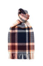 Navy x Orange Diamond Check Lambswool Scarf