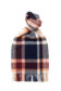 (product) Navy x Orange Diamond Check Lambswool Scarf, knotted