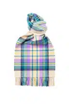 Beige x Purple Modern Tartan Lambswool Scarf