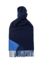 Blue x Navy Plain Reversible Cashmere Blend Scarf