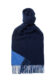 (product) Blue x Navy Plain Reversible Cashmere Blend Scarf, knotted
