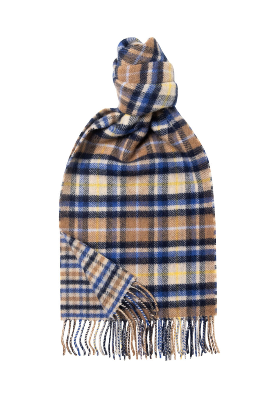 (product) Shepherds Check x Tartan Reversible Classic Check Cashmere Blend Scarf, knotted