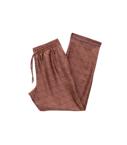Burnt Orange Medallion Print Silk Pajama Pants