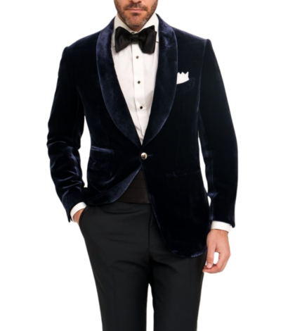 Navy-Blue-Liquid-Velvet-Blazer - custom suits nyc bespoke tailor midtown, noho