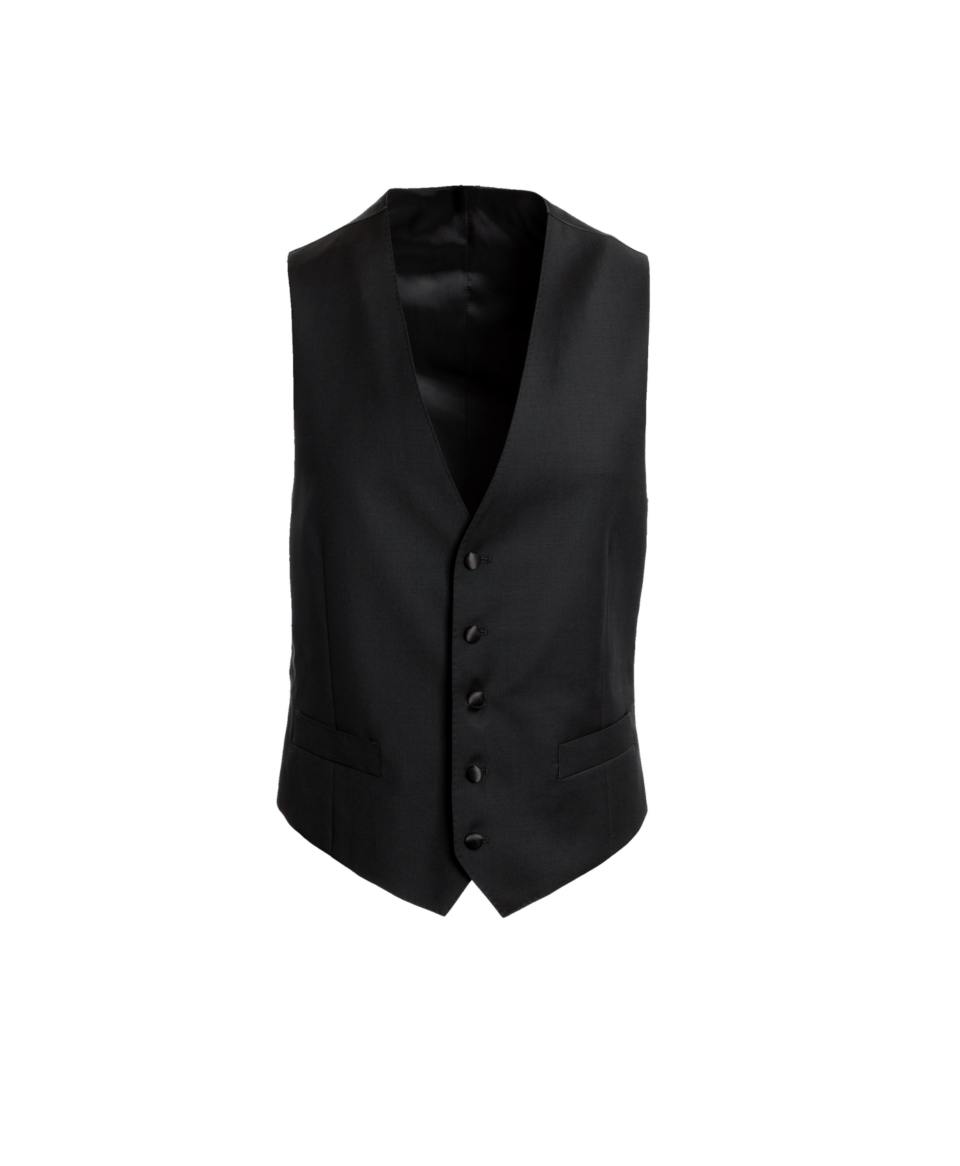 Black Wool Tuxedo Vest (In-Stock) Product Photo
