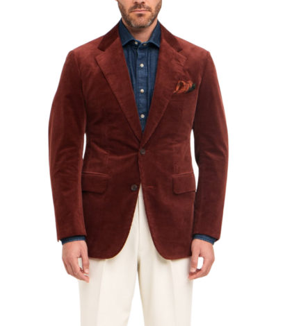 Rust Brown Cotton/Wool Stretch Corduroy Sport Coat
