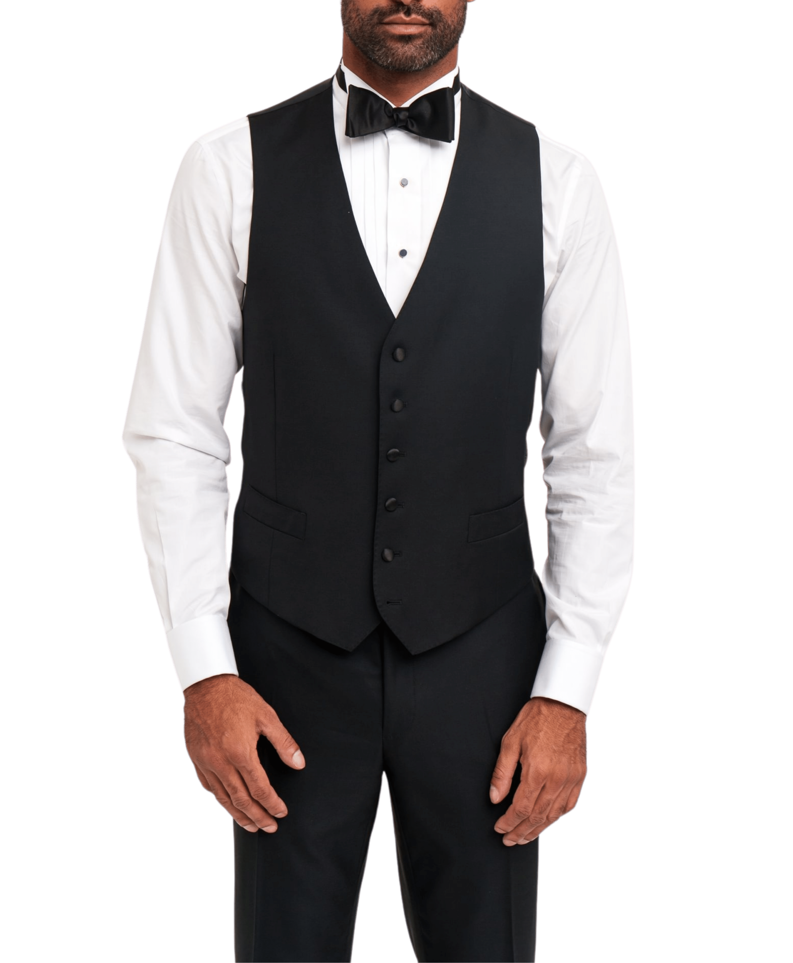 Michael Andrews Bespoke | Black Wool Tuxedo Vest (In Stock)