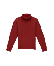 Carmine Red Wool Fisherman's Turtleneck