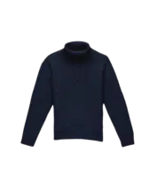 Dark Blue Wool Fisherman's Turtleneck