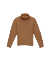 Dark Camel Wool Fisherman's Turtleneck