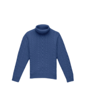 Med Blue Wool Fisherman's Turtleneck