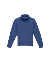 Med Blue Wool Fisherman's Turtleneck