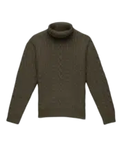 Olive Drab Wool Fisherman's Turtleneck