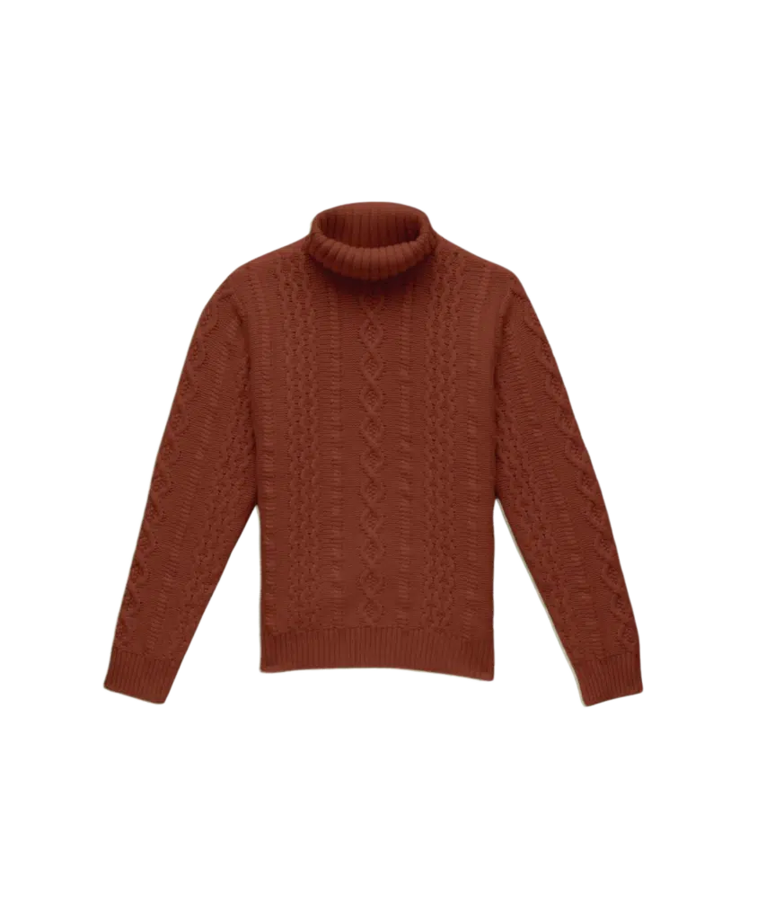 Michael Andrews Bespoke | Rust Wool Fisherman's Turtleneck