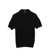 Black Silk Cashmere Mesh Polo