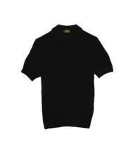 Black Silk Cashmere Mesh Polo