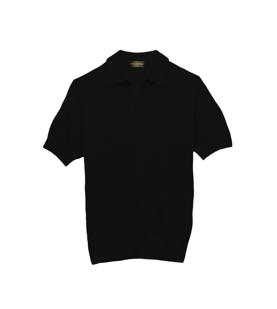 Michael-Andrews-Open-Mesh-Knit-Polo-Black