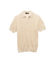 Ivory Silk Cashmere Mesh Polo