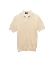 Ivory Silk Cashmere Mesh Polo