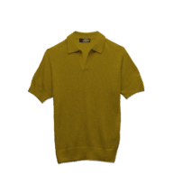 Korma Yellow Silk Cashmere Mesh Polo