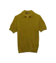 Korma Yellow Silk Cashmere Mesh Polo