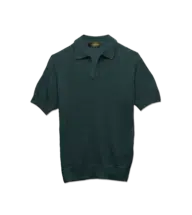 Lagoon Green Silk Cashmere Mesh Polo