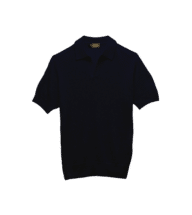 Navy Silk Cashmere Mesh Polo