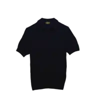Navy Silk Cashmere Mesh Polo