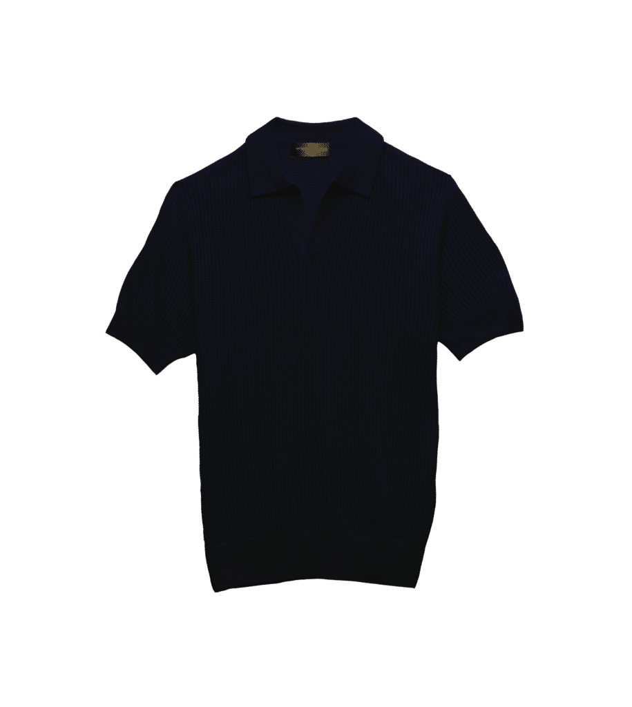 Michael Andrews Bespoke | Navy Silk Cashmere Mesh Polo