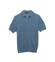 Wash Light Blue Silk Cashmere Mesh Polo