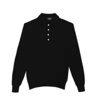 Black Silk Cashmere Honeycomb Polo