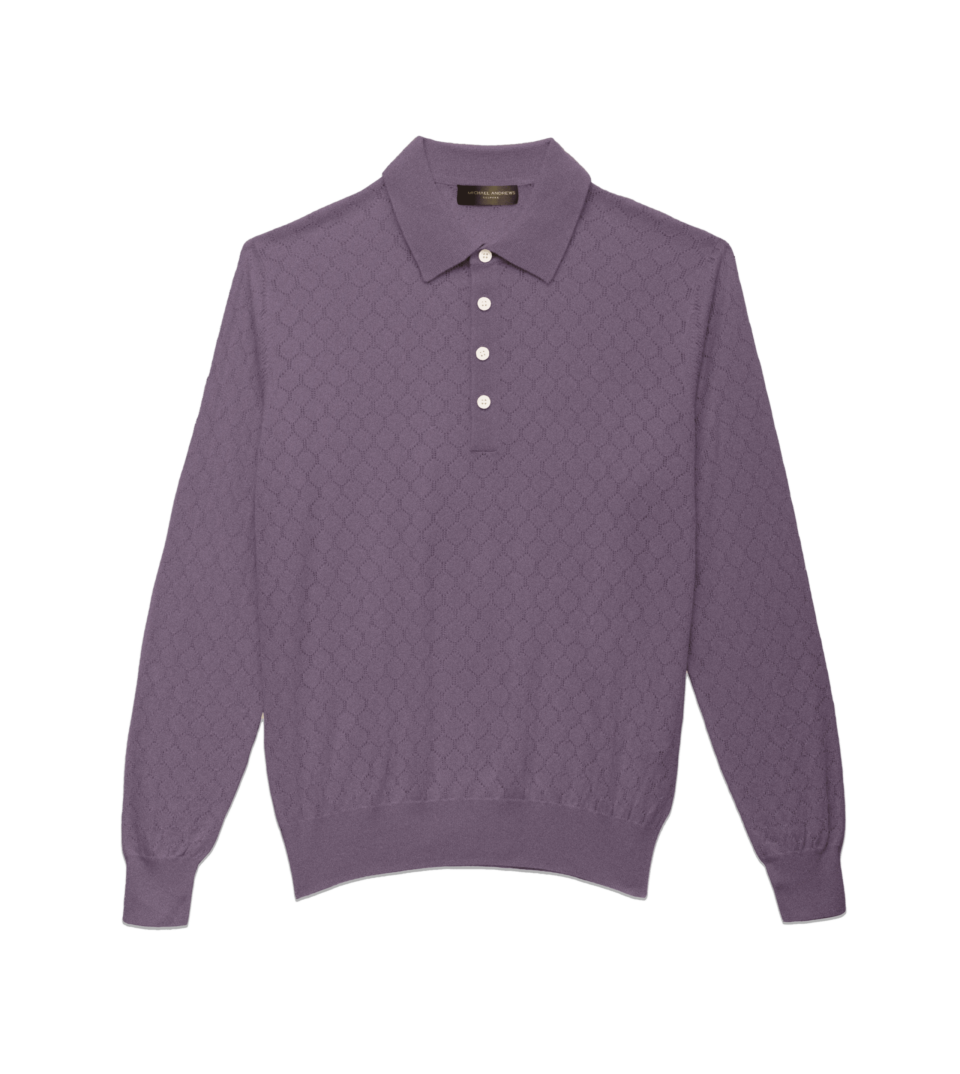 Michael-Andrews-Honeycomb-Long-Sleeve-Polo-Enchanted-Light-Lavender