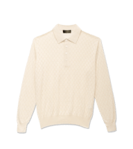 Ivory Silk Cashmere Honeycomb Polo
