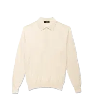 Ivory Silk Cashmere Honeycomb Polo