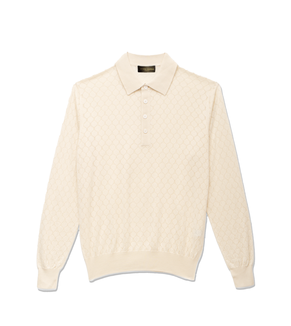 Michael-Andrews-Honeycomb-Long-Sleeve-Polo-Ivory