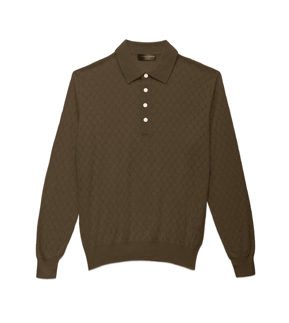 Michael-Andrews-Honeycomb-Long-Sleeve-4-Button-Polo-Mink