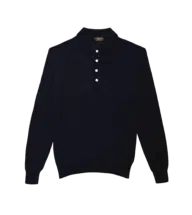 Navy Silk Cashmere Honeycomb Polo