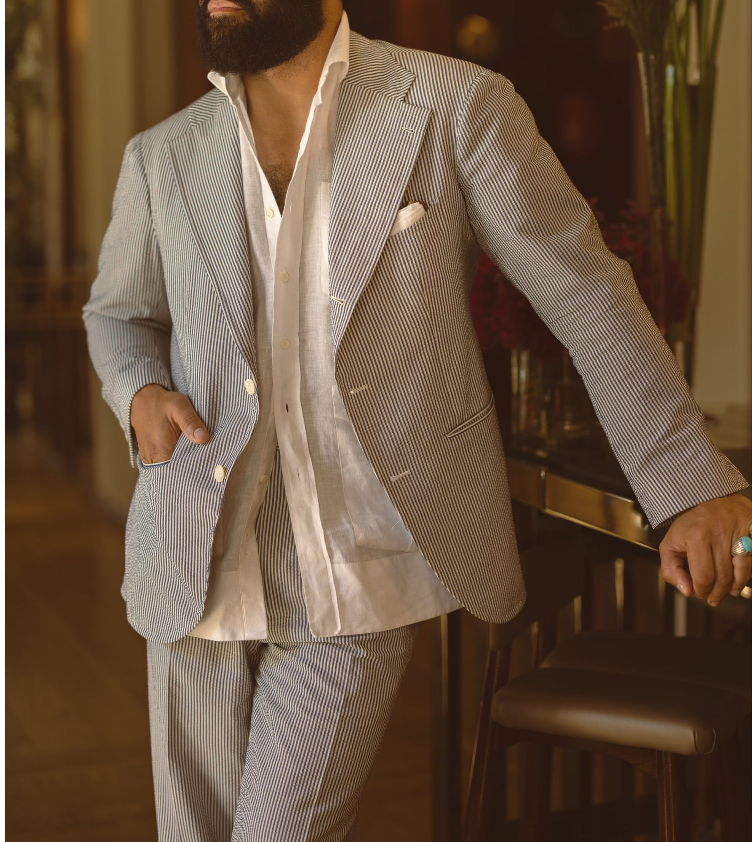 Classic Blue/White Seersucker Stripe Suit | Michael Andrews 