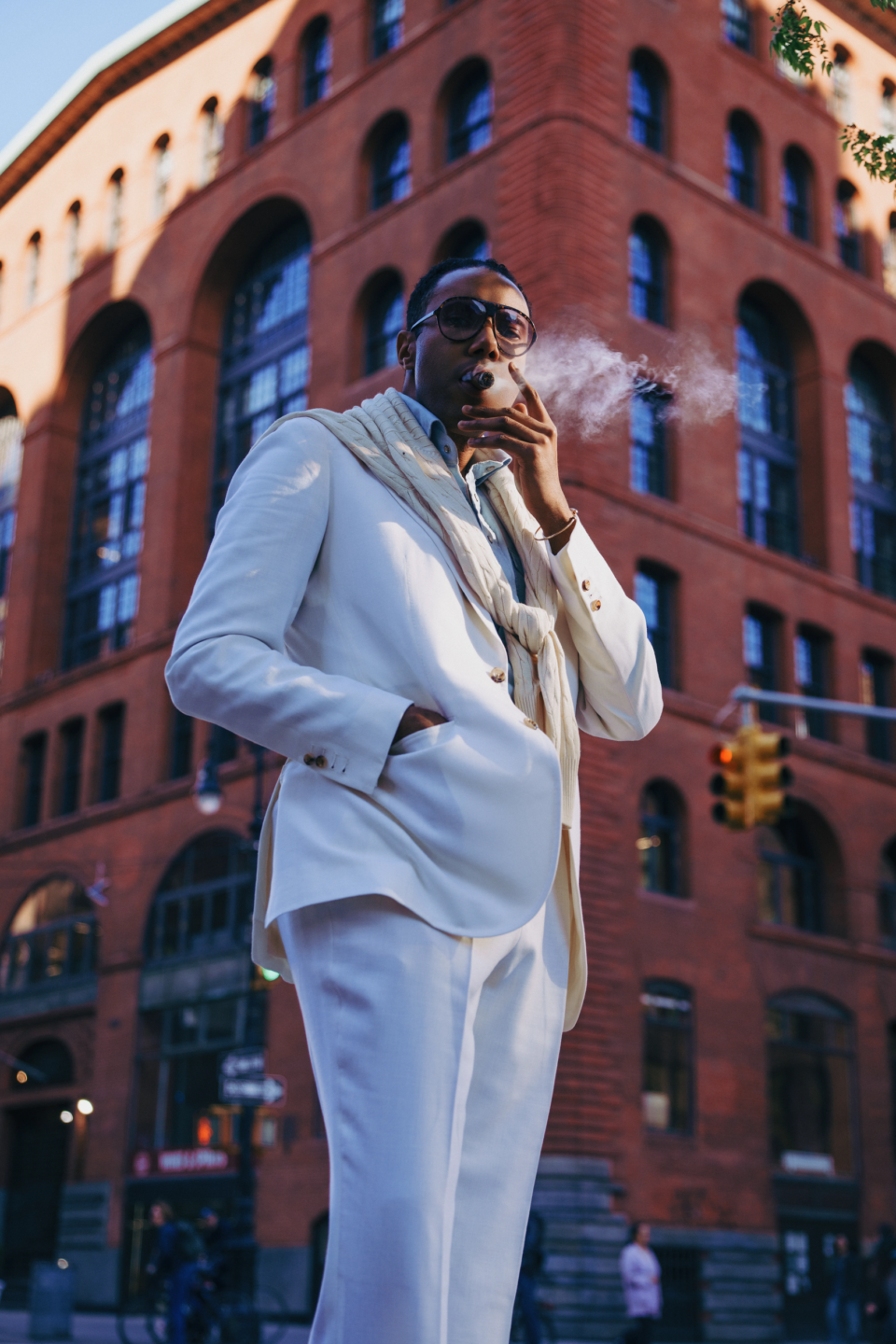 Man wearing White Solid Suit