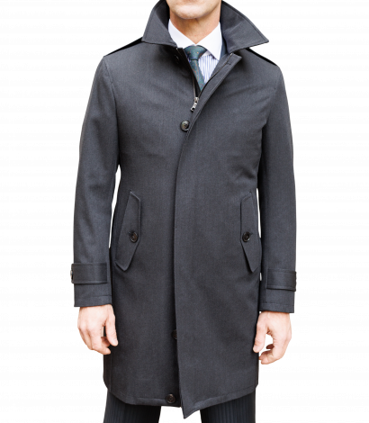 Loro Piana Solid Grey Twill Custom Storm Stopper Jacket