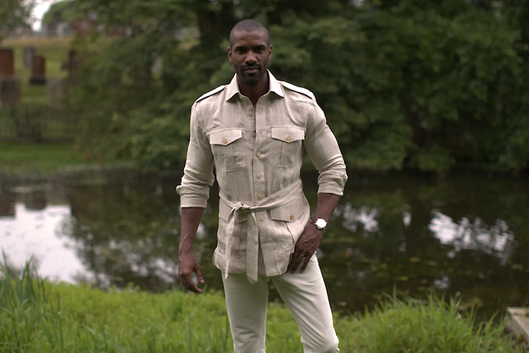 Michael Andrews Casual Linen Safari Shirt