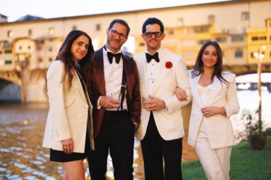 Groupshot of Michael, Cory, Dani and Ari at Pitti Uomo event