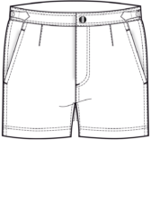Technical sketch of 3-inch inseam shorts