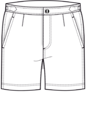 Technical sketch of 5-inch inseam shorts