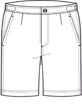 Technical sketch of 7-inch inseam shorts