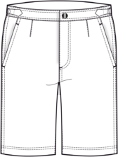 Technical sketch of 9-inch inseam shorts