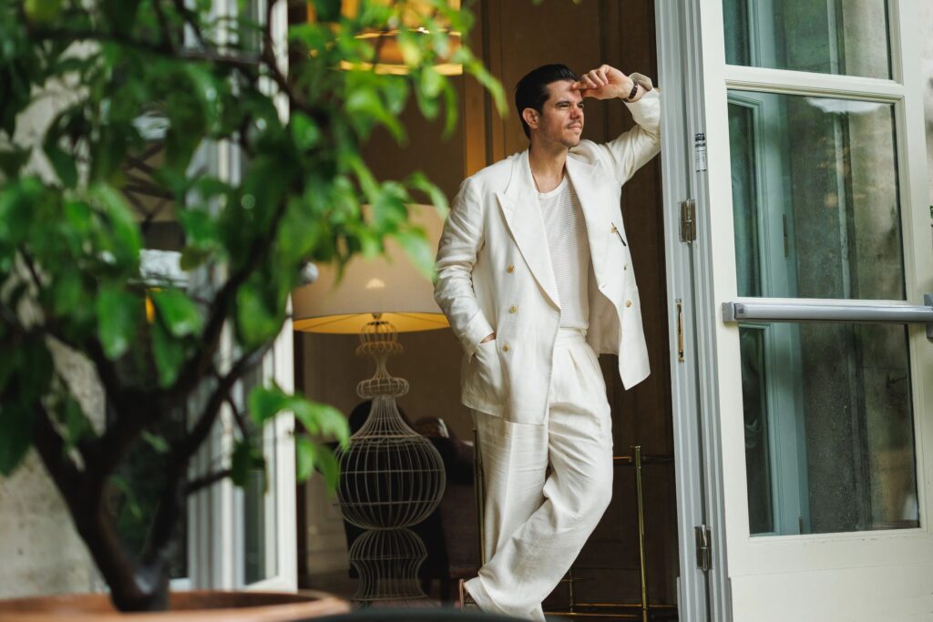 0S2A7771 - Blog Post Landscape Cory in ivory linen suit - custom suits nyc bespoke tailor midtown, noho