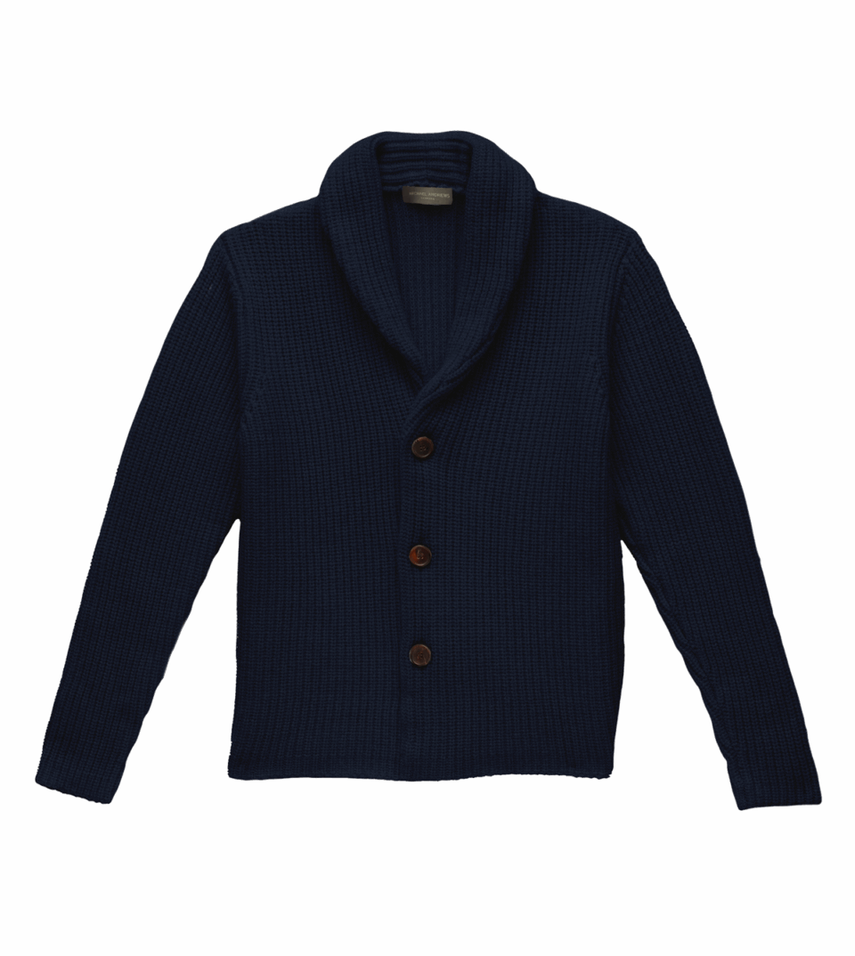 Dark Blue Heavy Gauge Merino Knit Blazer