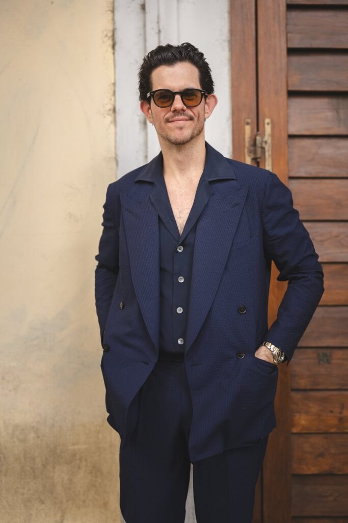 Cory in Navy Seersucker Suit