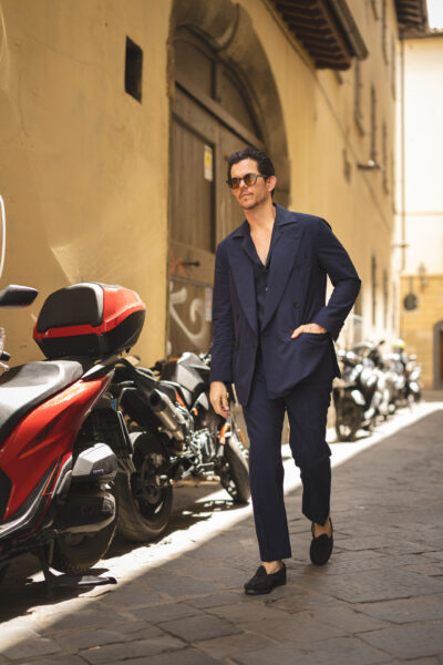 Cory in Navy Seersucker Suit